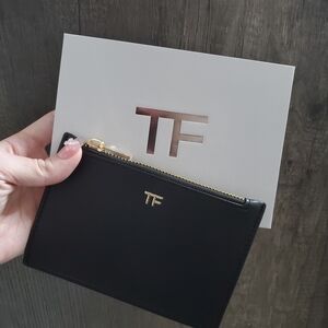 Tom Ford Black Pouch Gold Logo And Gold Zipper